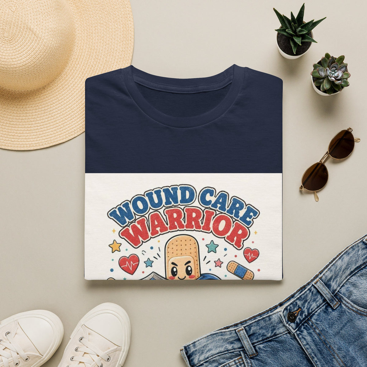 Wound Care Warrior T-Shirt Design Featuring Playful Bandage Character- Graphic Tees