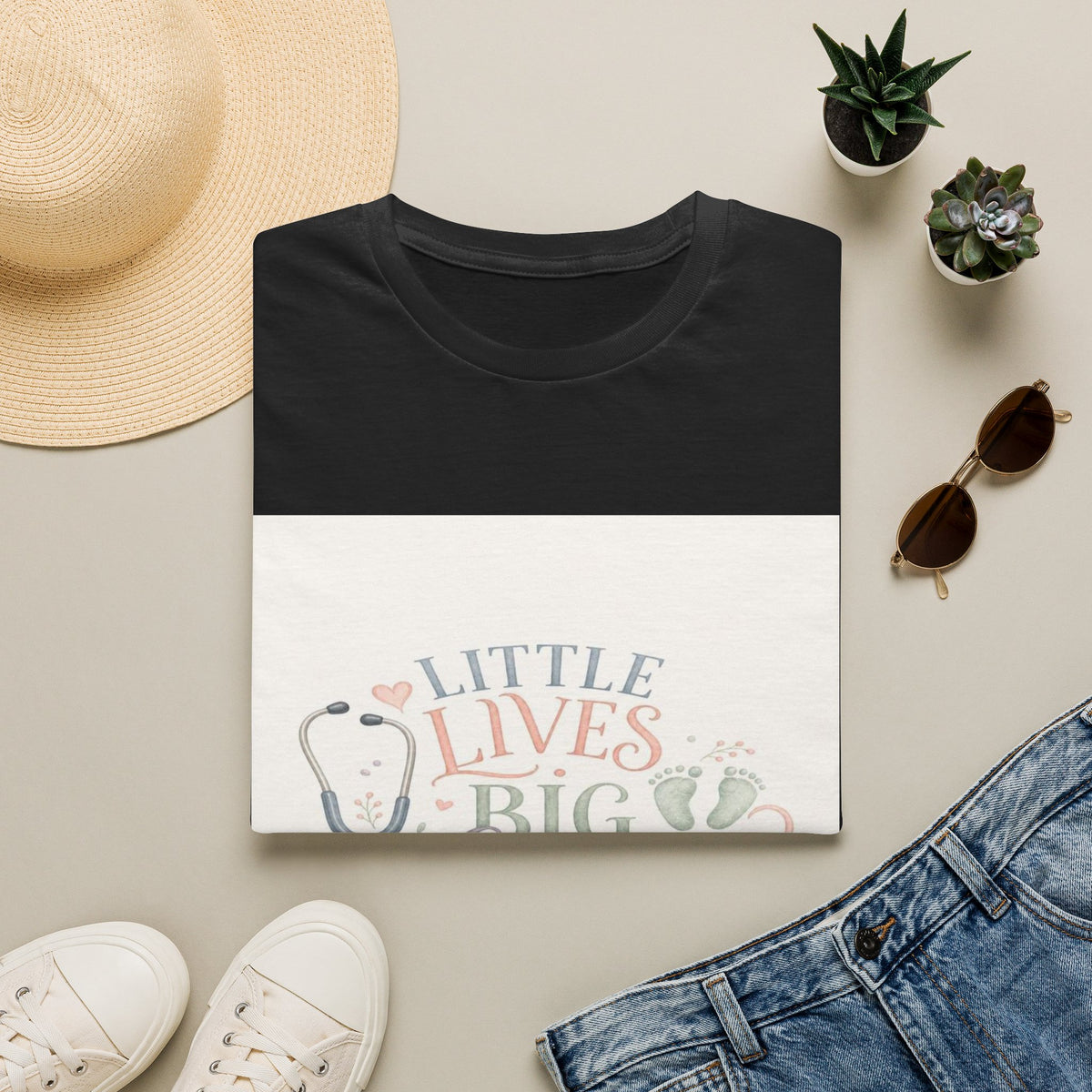 Little Lives Big Love NICU Design With Elegant Typography- Graphic Tees
