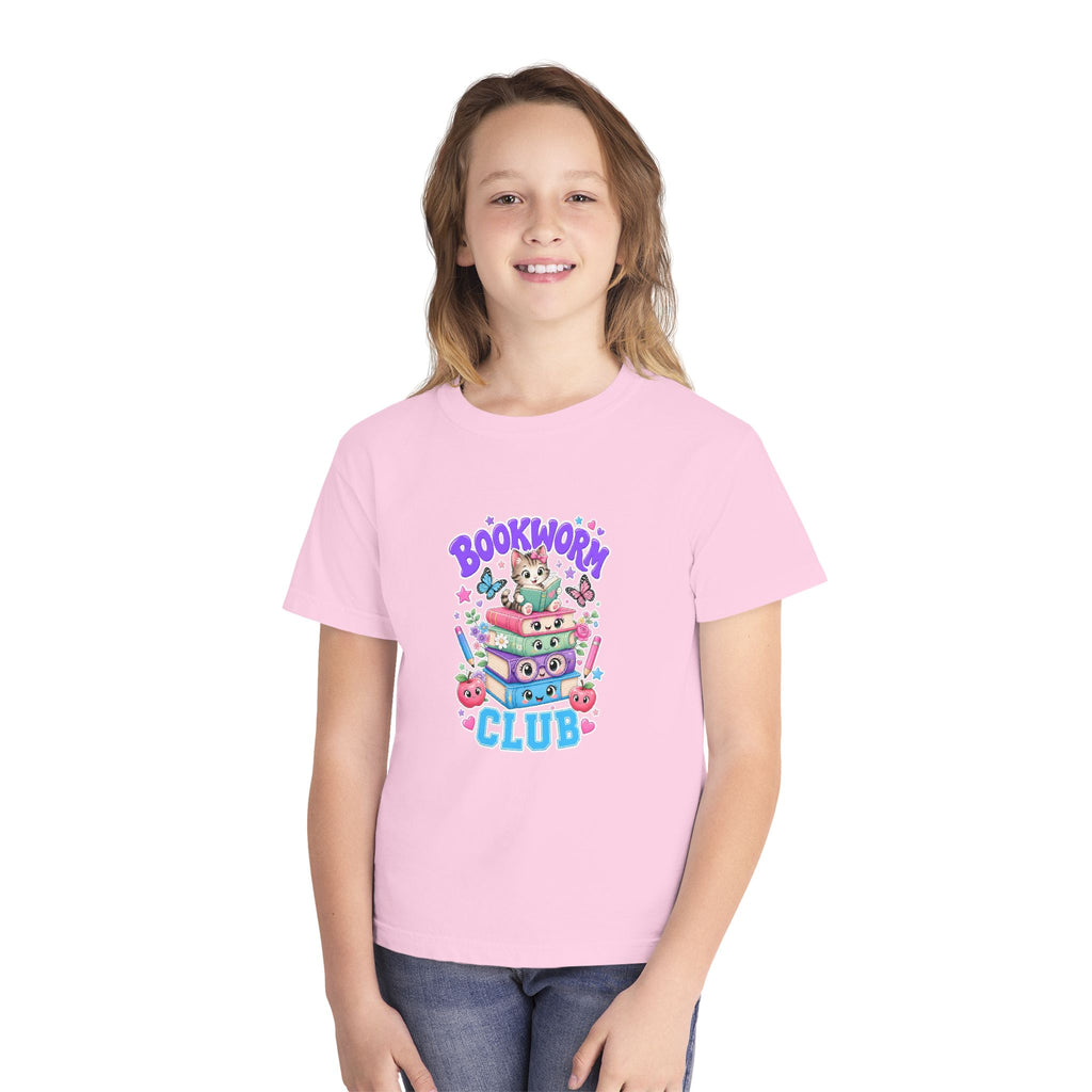 Youth Tee — Cute "Bookworm Club" Stack Graphic