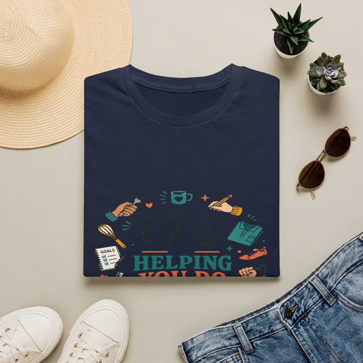 Playful Typography Framed By Colorful Illustrations And Hands- Graphic Tees