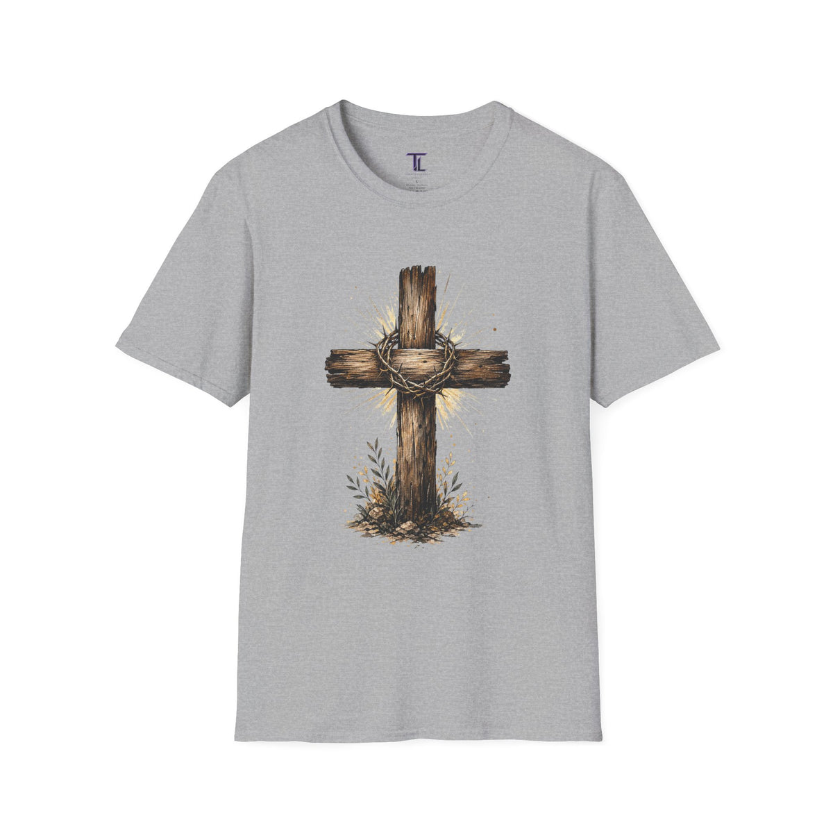 Christian Cross T-Shirt — Rustic Crown of Thorns Design