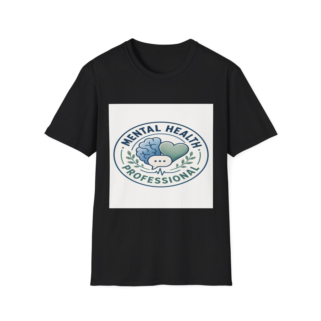 Badge-Style Graphic Featuring Mental Health Professional Title With Iconography- Graphic Tees