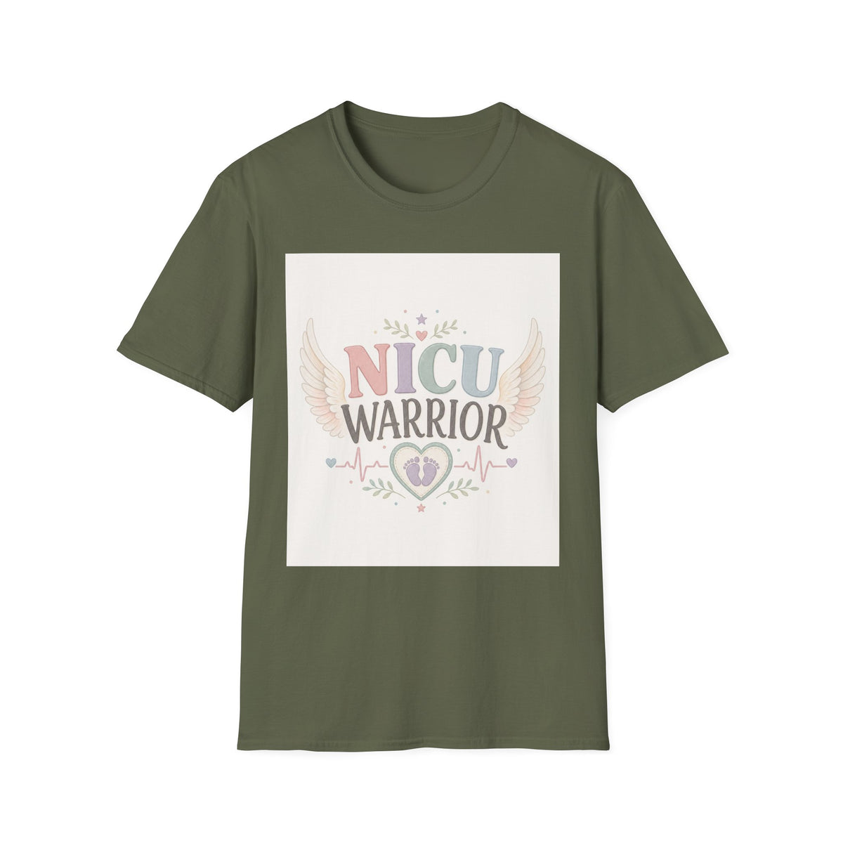 NICU Warrior Design With Baby Footprint And Angel Wings