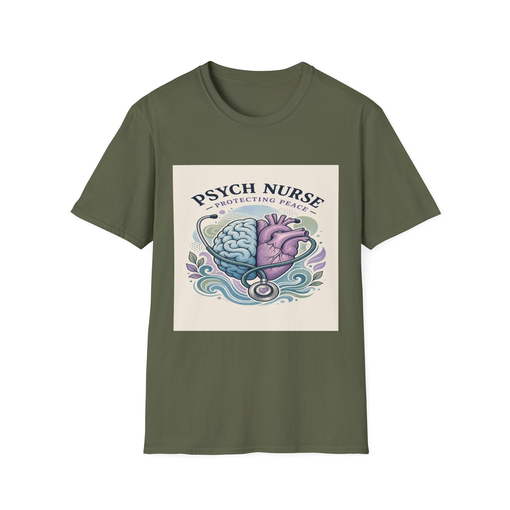 Stylized Brain And Heart Illustration With Stethoscope Art- Graphic Tees
