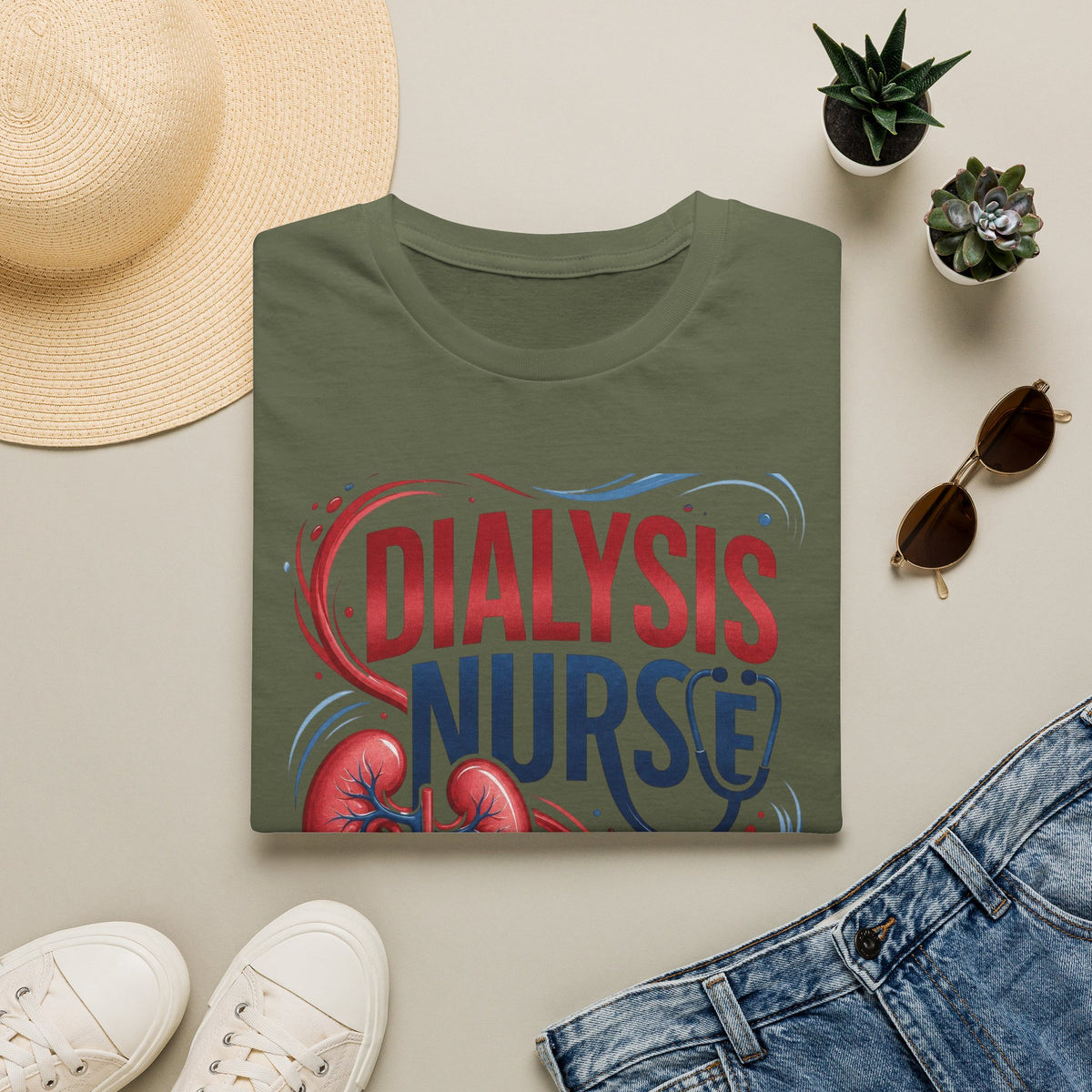 Creative T Shirt Design Celebrating Dialysis Nurses With Flowing Elements