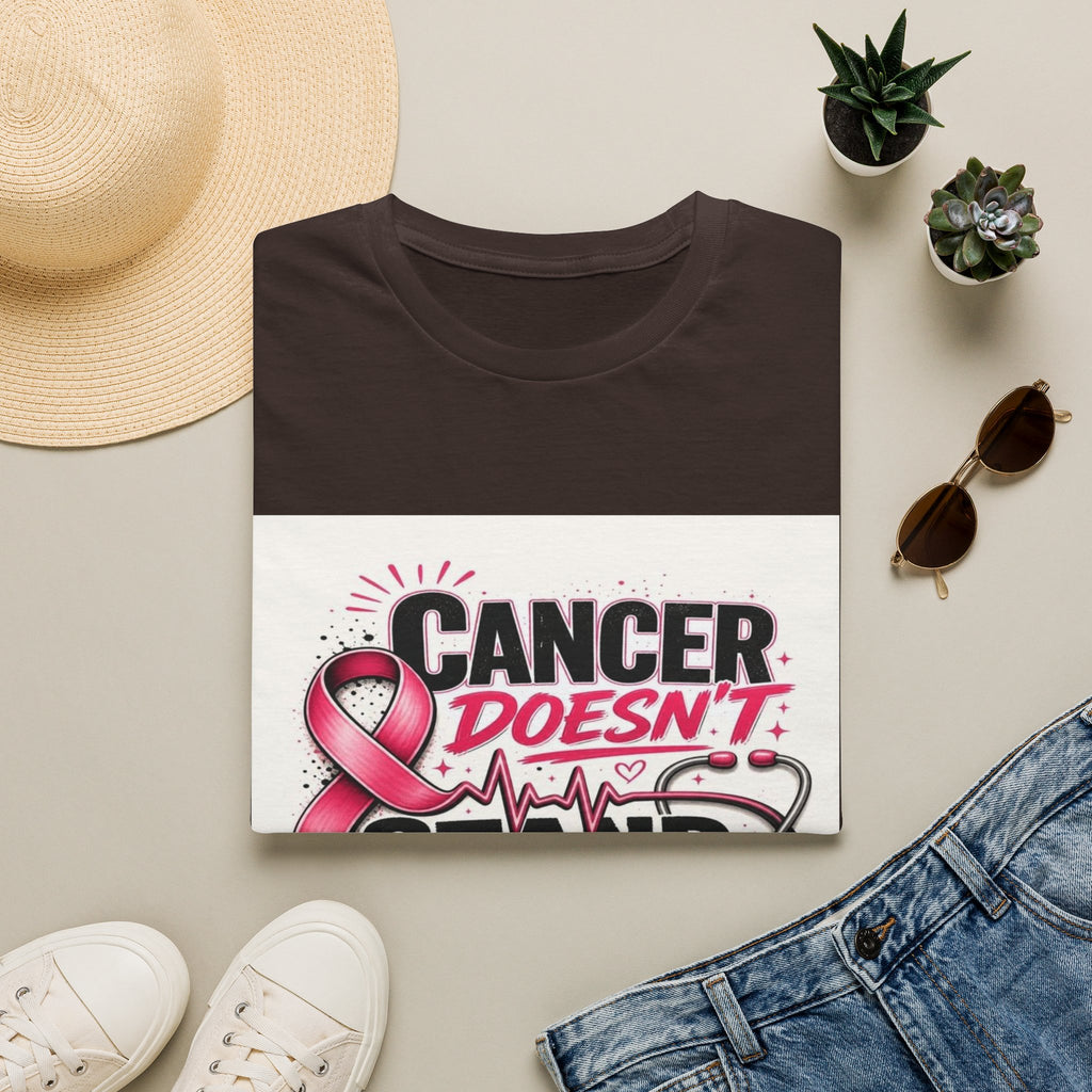 Bold Oncology Nurse Design Featuring Empowering Phrase With Awareness Ribbon- Graphic Tees
