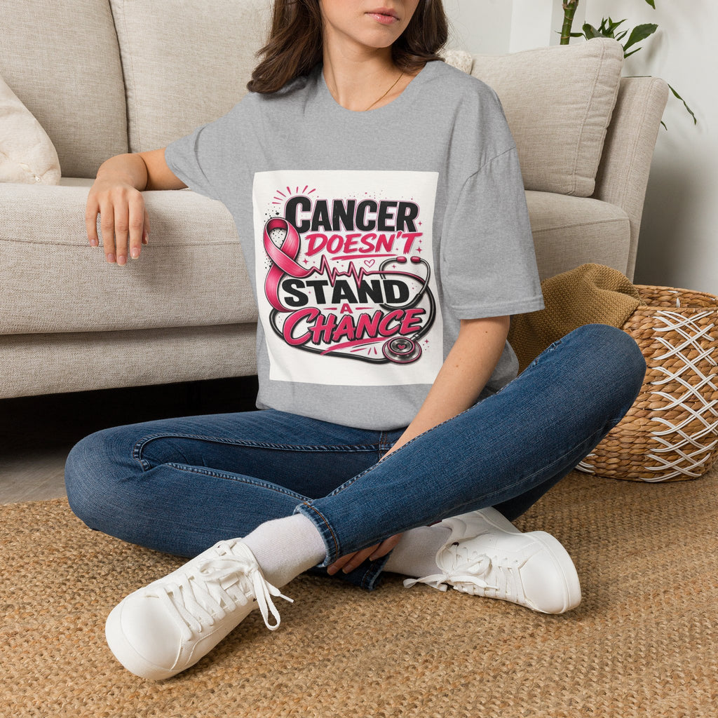 Bold Oncology Nurse Design Featuring Empowering Phrase With Awareness Ribbon- Graphic Tees
