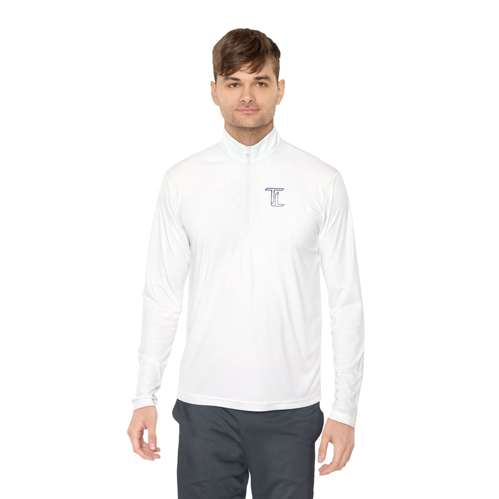 Quarter-Zip Pullover — Minimal Monogram 'T' Embroidered Pullover