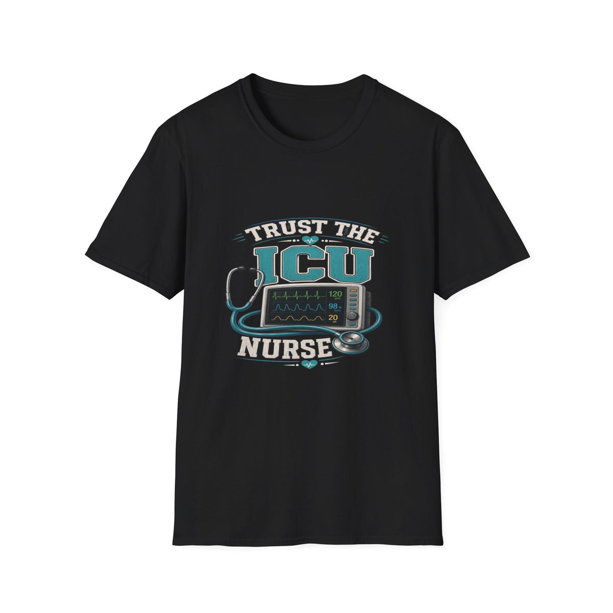 Bold T-Shirt Design Featuring Trust The ICU Nurse Phrase- Graphic Tees