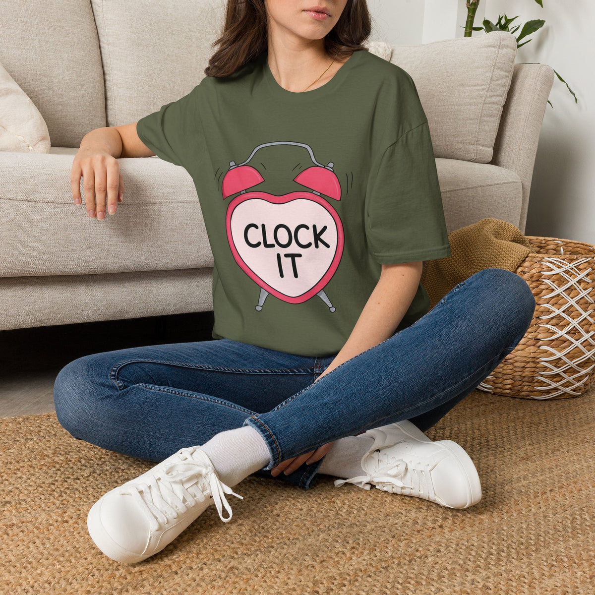 Clock It Alarm-Heart Graphic T-Shirt