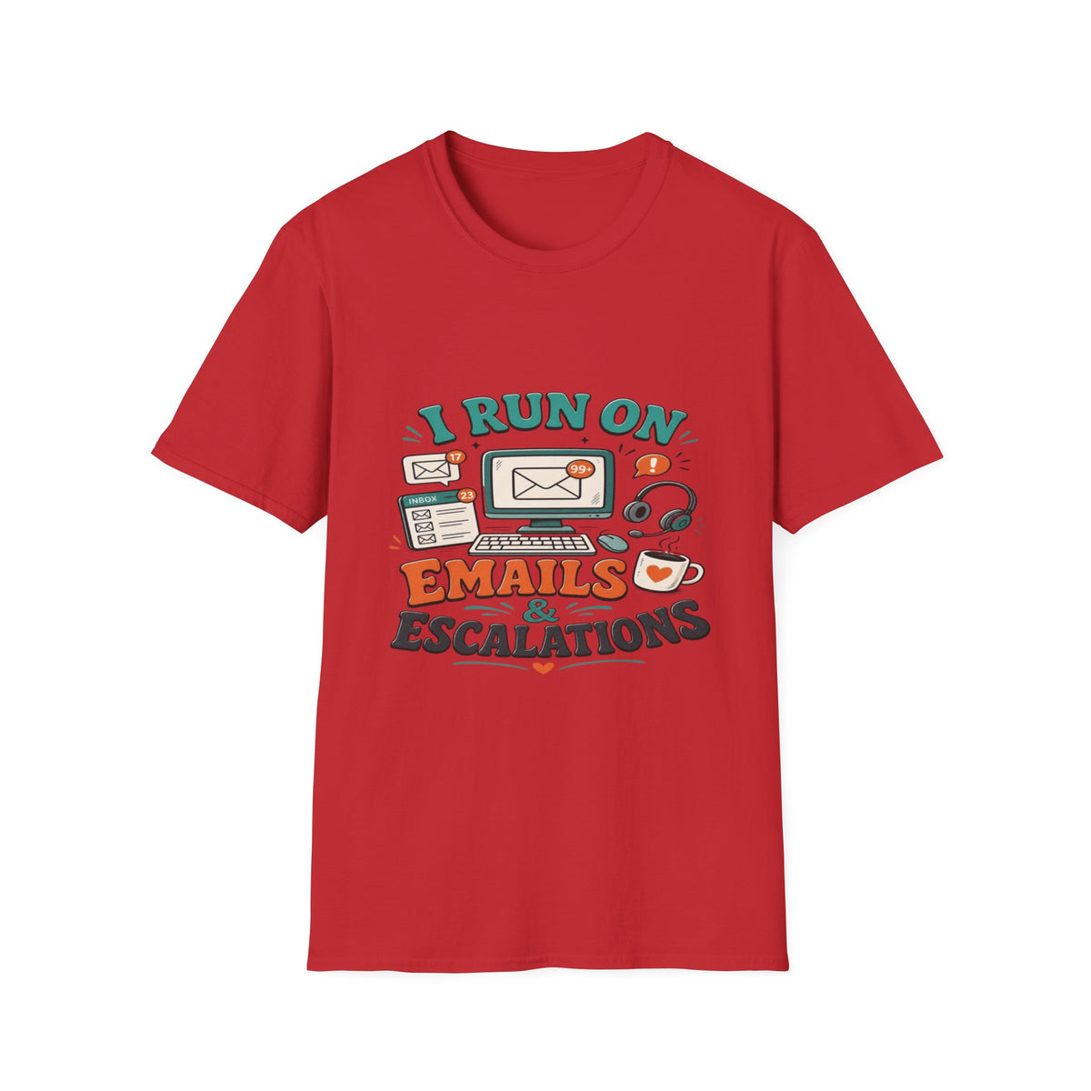 Bold T-Shirt Design With Playful Email And Coffee Illustrations- Graphic Tees