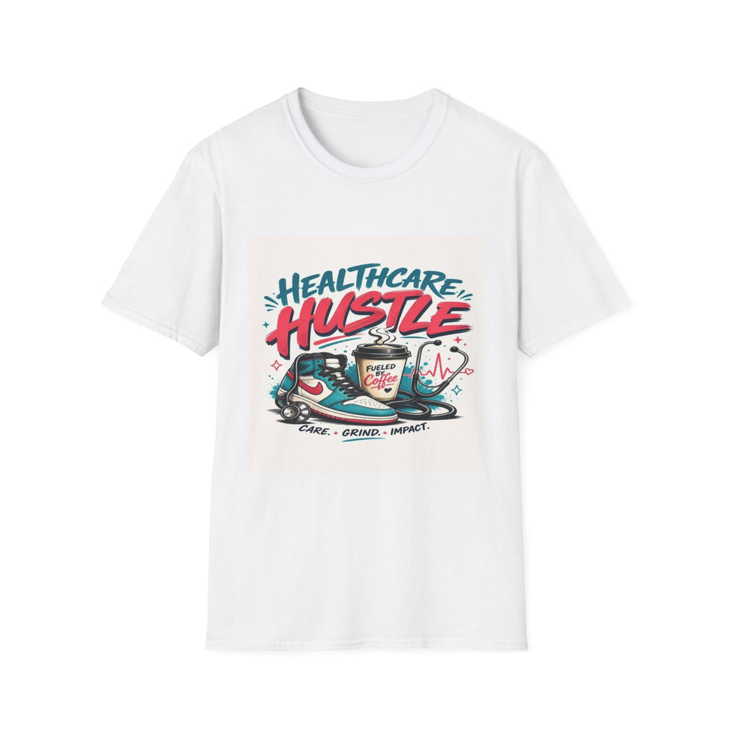 Dynamic T-Shirt Design Featuring Healthcare Hustle Text- Graphic Tees