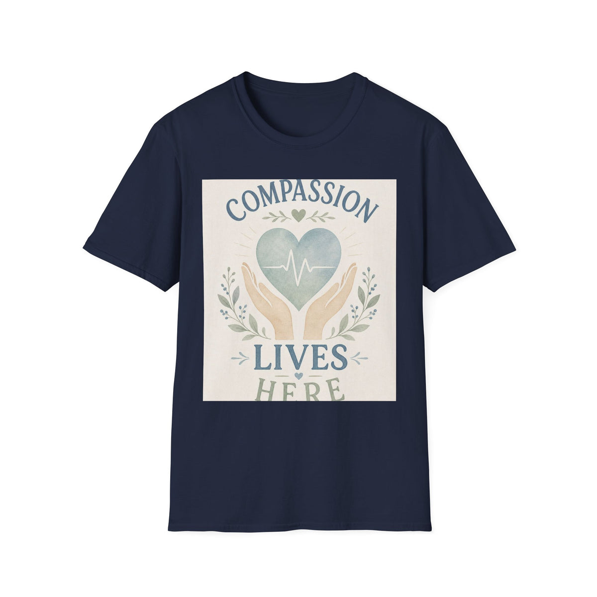 T Shirt Design Featuring Compassion Lives Here With Heart And Hands