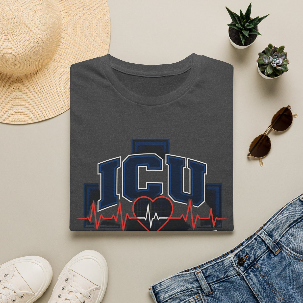 Athletic T Shirt Design With Bold ICU STRONG Typography