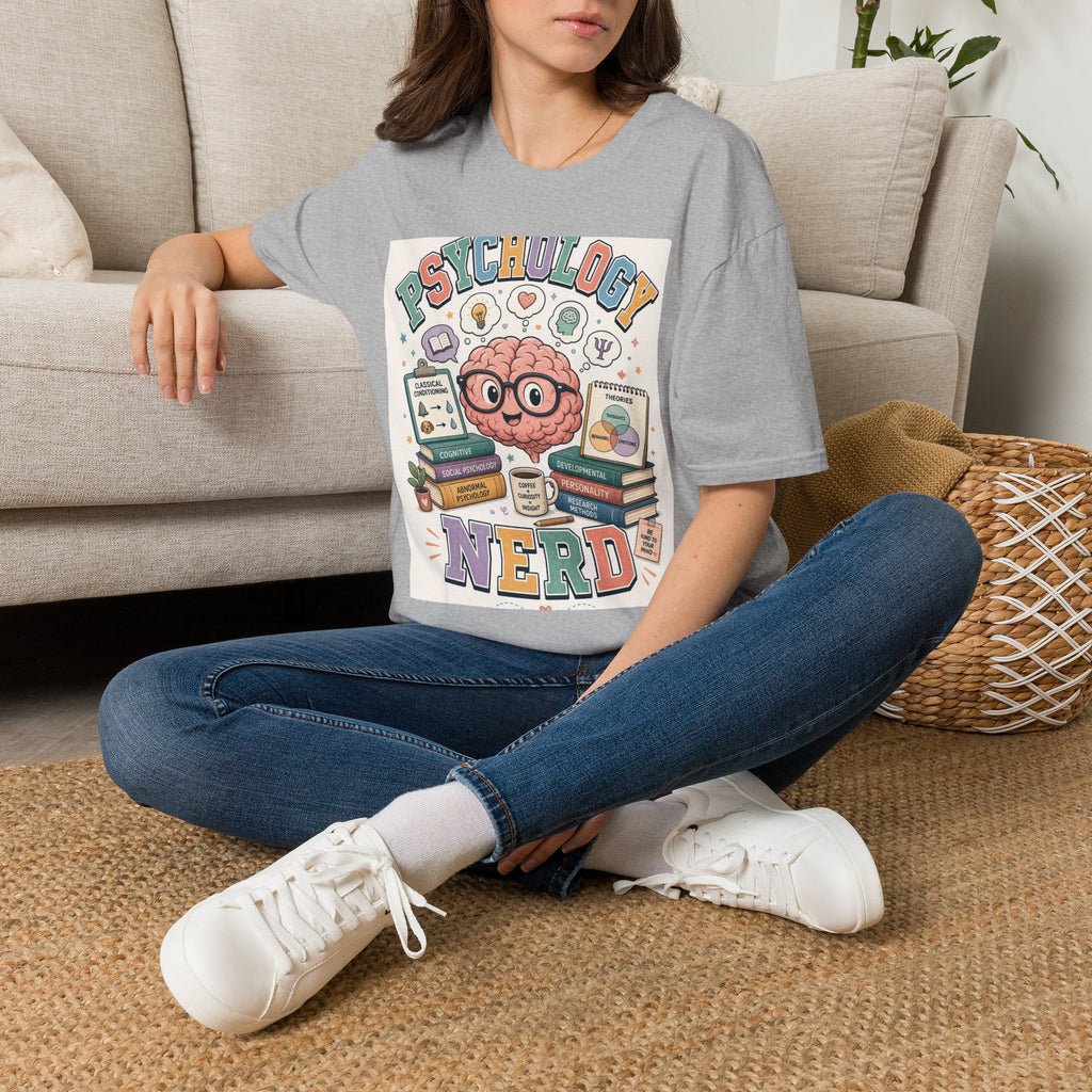 Playful Psychology Nerd T Shirt Design Featuring Brain And Books