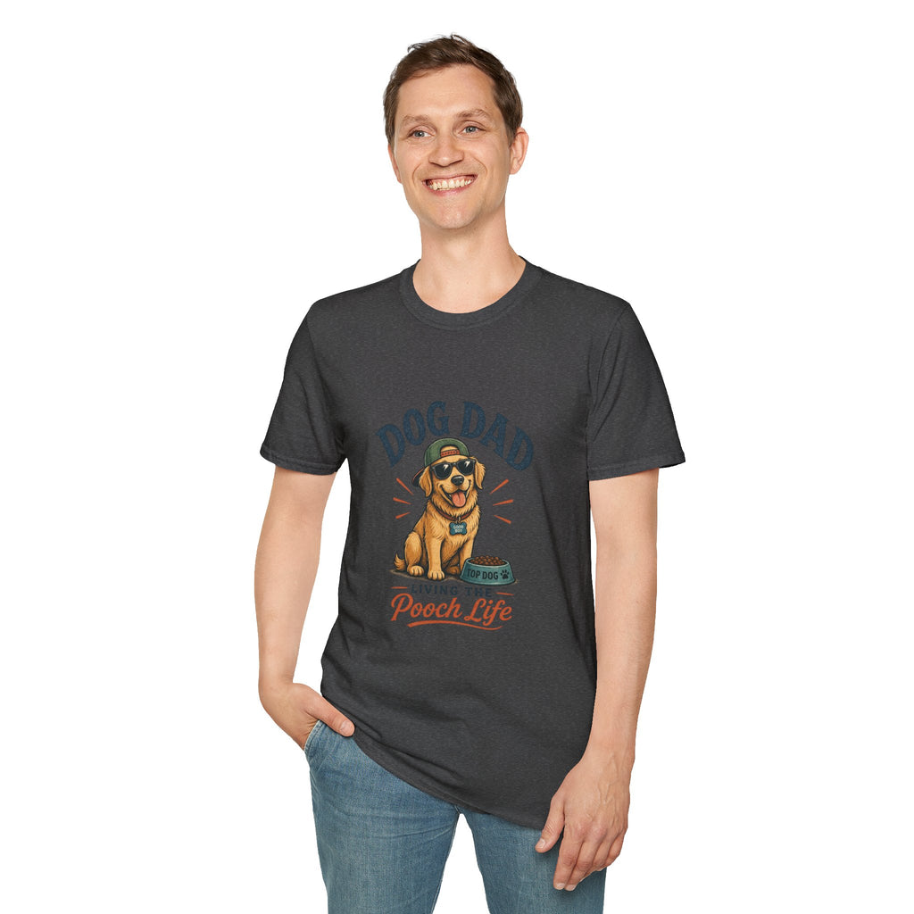 Dog Dad T-Shirt — "Living the Pooch Life" Graphic Tee for Dog Lovers