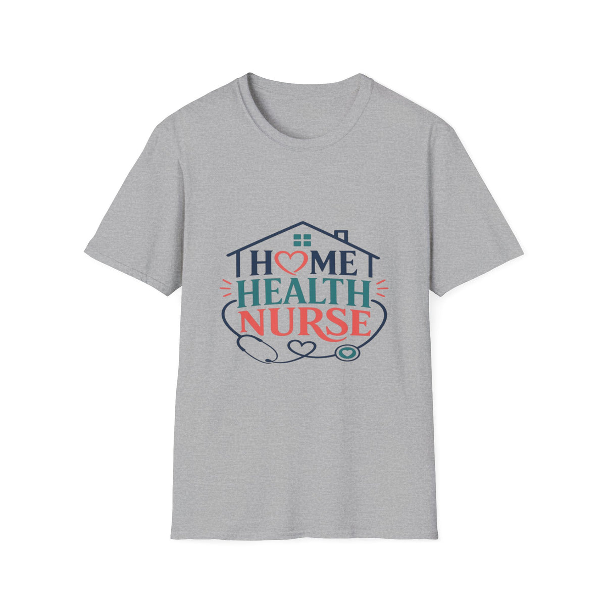 Home Health Nurse T-Shirt Design With Heart And Stethoscope- Graphic Tees
