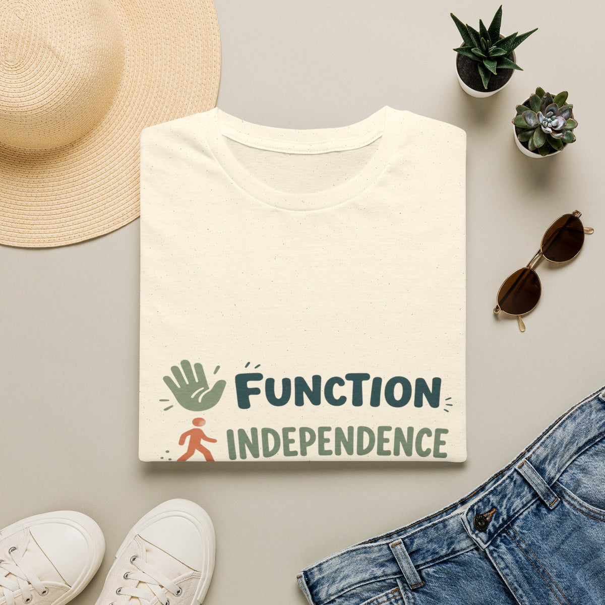 Playful Typography Featuring Function Independence Life With Icons- Graphic Tees