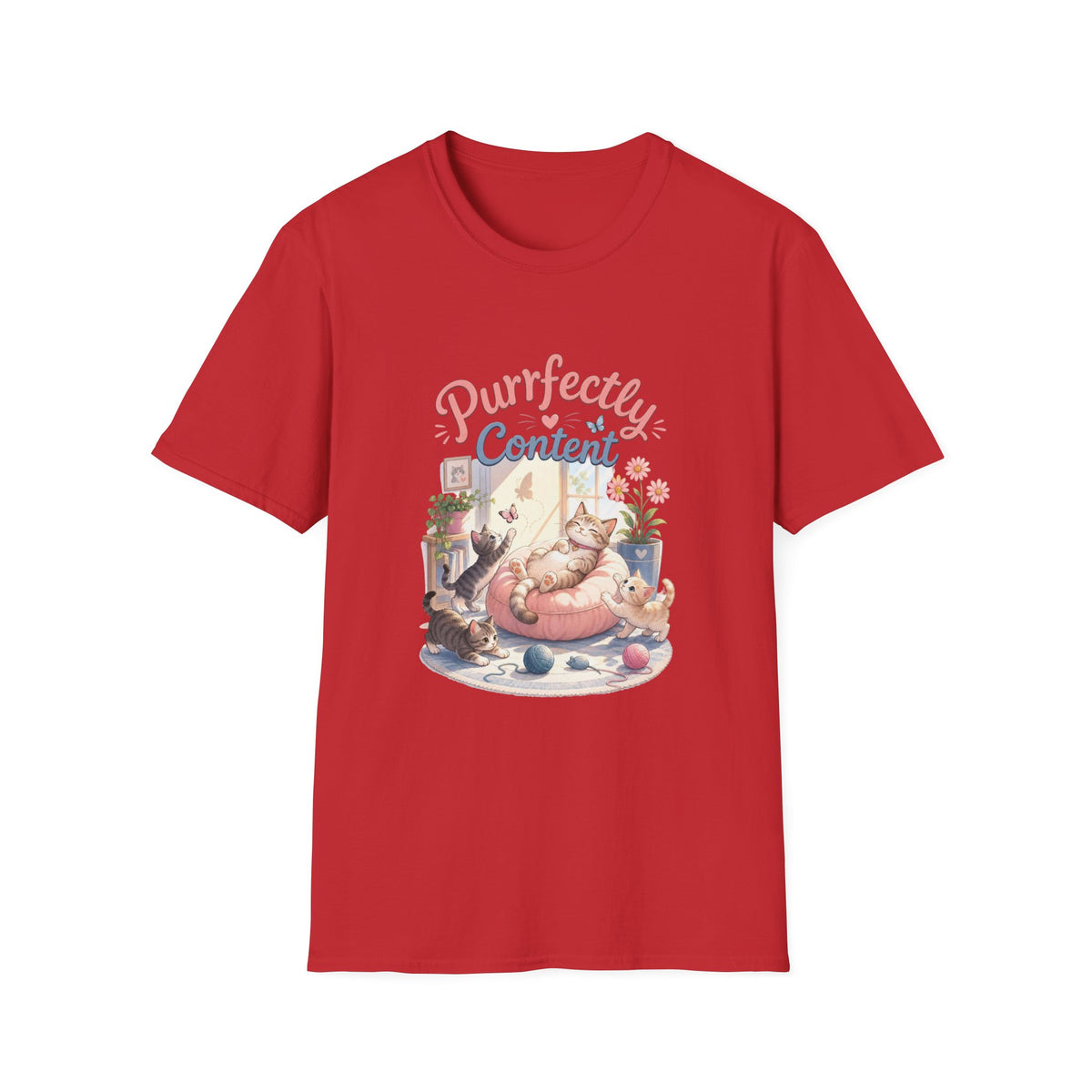 Purrfectly Content T-Shirt — Cute Cat Graphic Tee for Cat Lovers