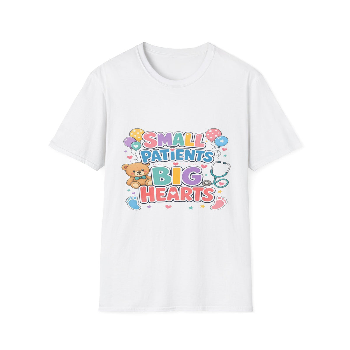 Vibrant T-Shirt Design Celebrating Pediatric Care With Balloons- Graphic Tees