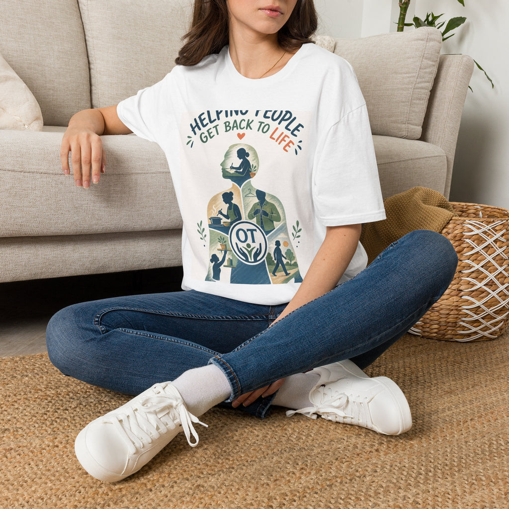T Shirt Design Featuring Daily Activities Silhouette With OT Symbol