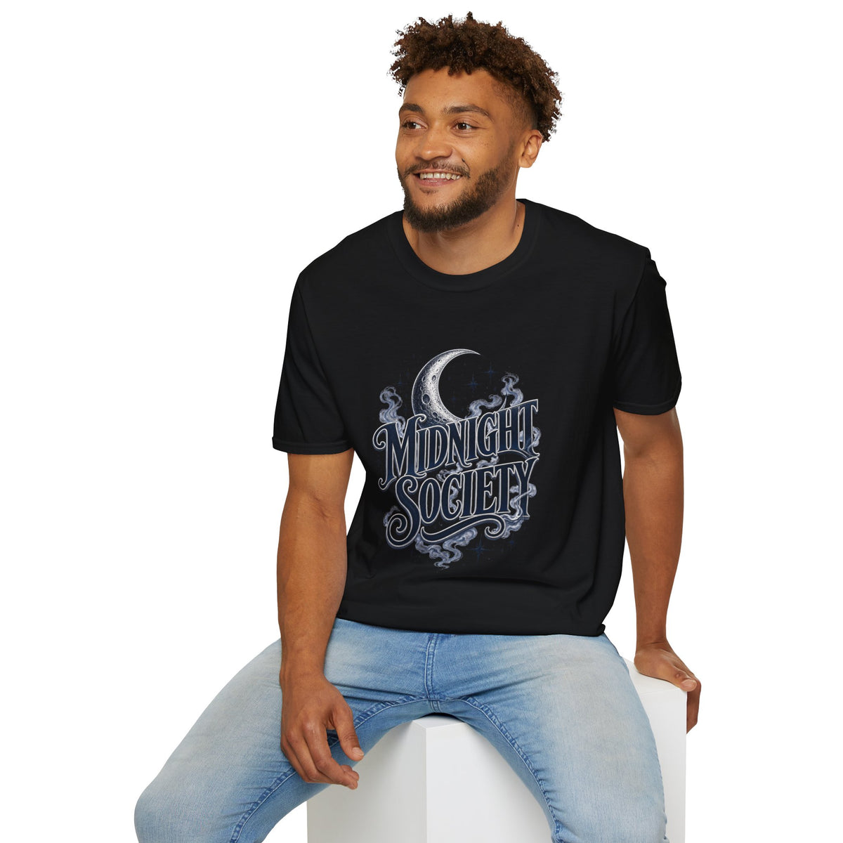 Midnight Society T-Shirt — Vintage Moon & Stars Graphic Tee