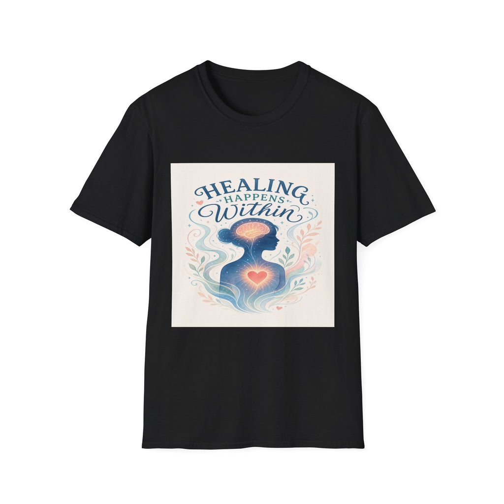 Human Silhouette With Glowing Brain And Heart Design- Graphic Tees