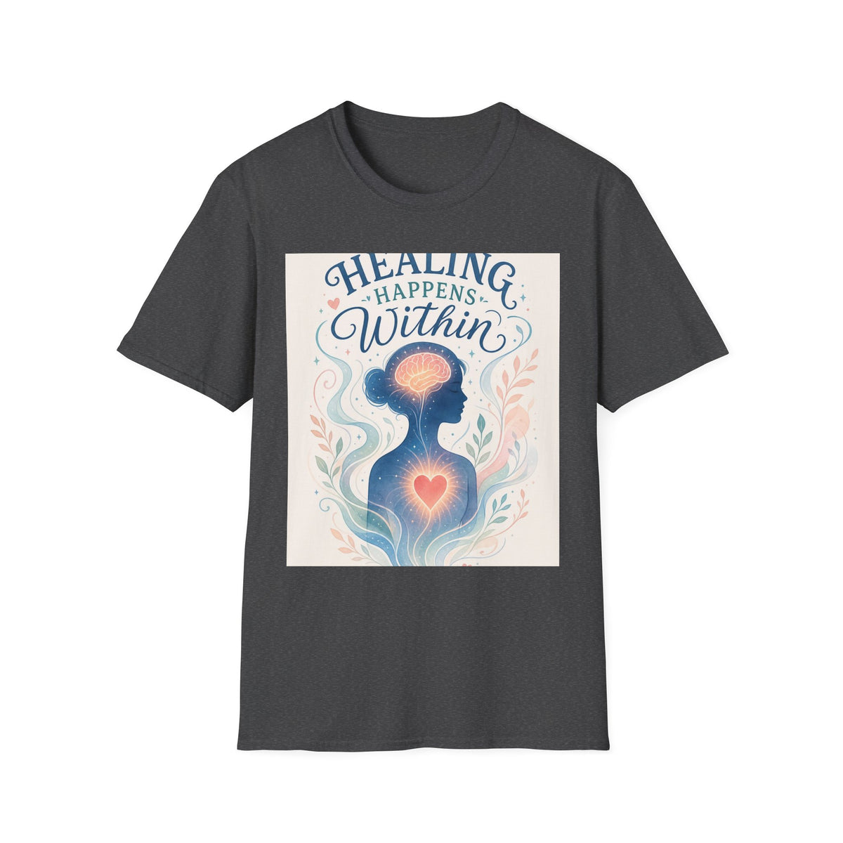 Human Silhouette With Glowing Brain And Heart Design