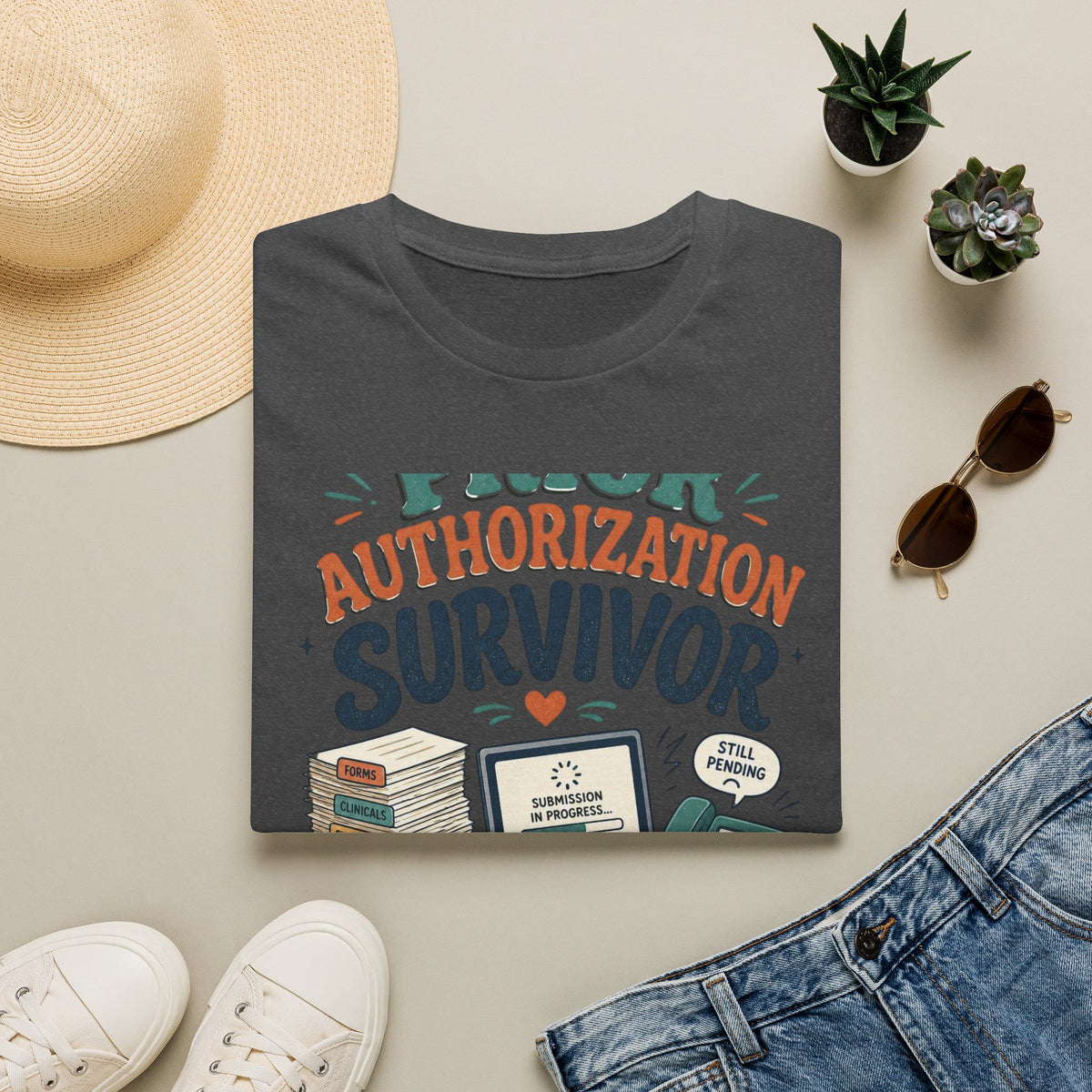 Bold T Shirt Design Showcasing PRIOR AUTHORIZATION SURVIVOR