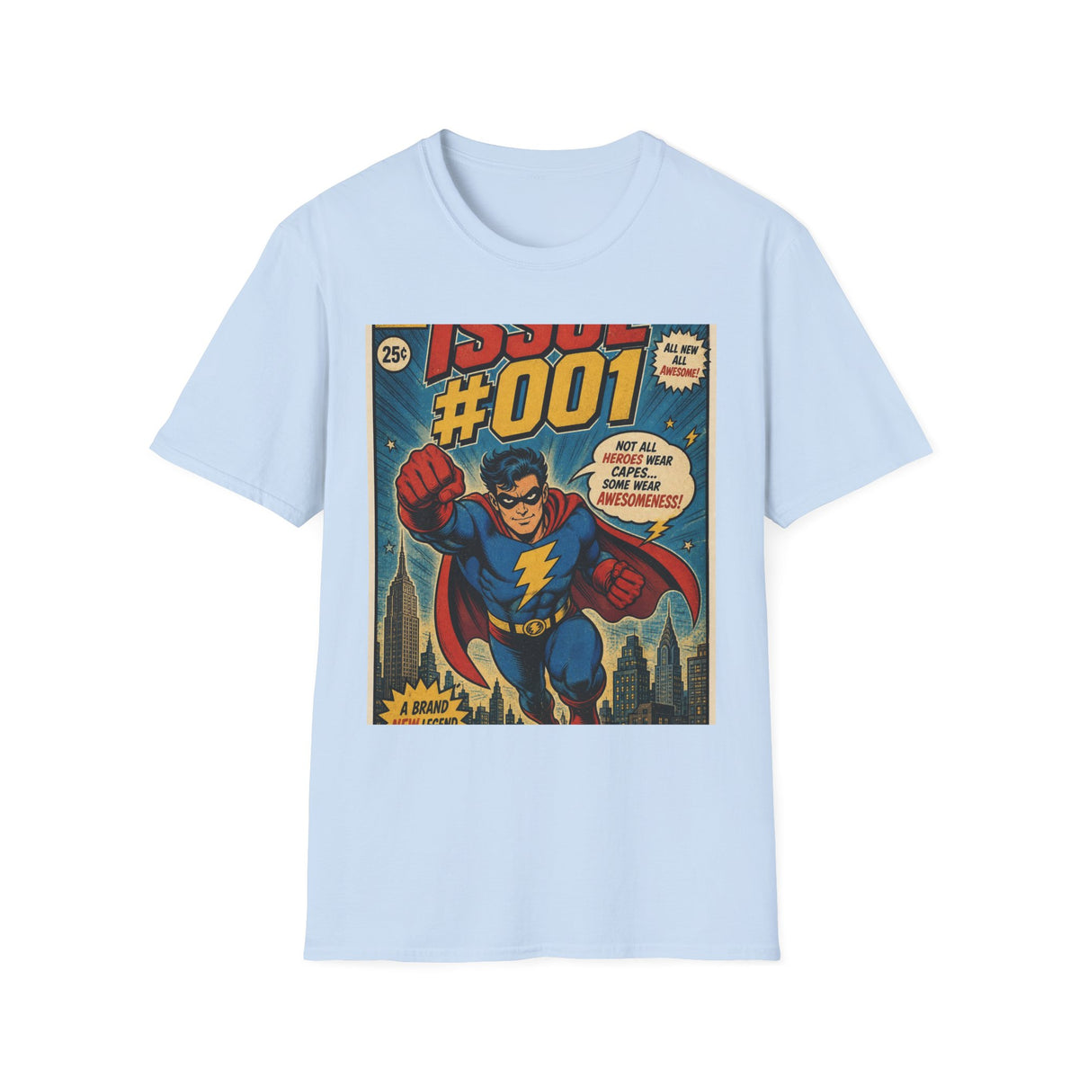 Vintage Comic Book T Shirt Design Featuring Original Superhero