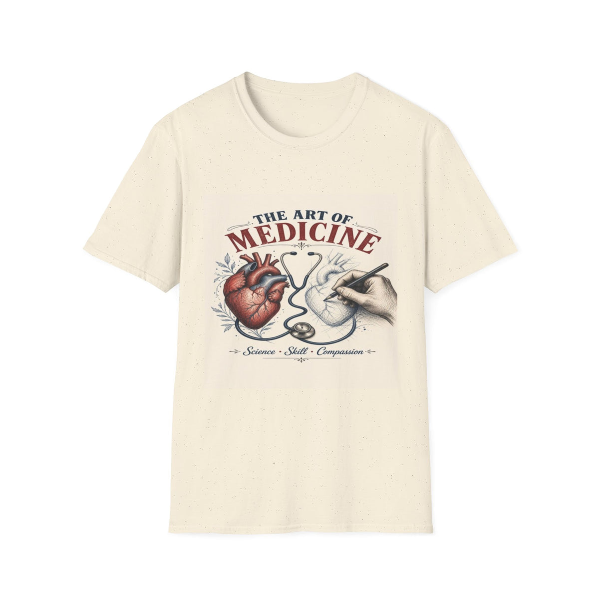 T-shirt Design Featuring Anatomical Heart And Sketching Hand- Graphic Tees