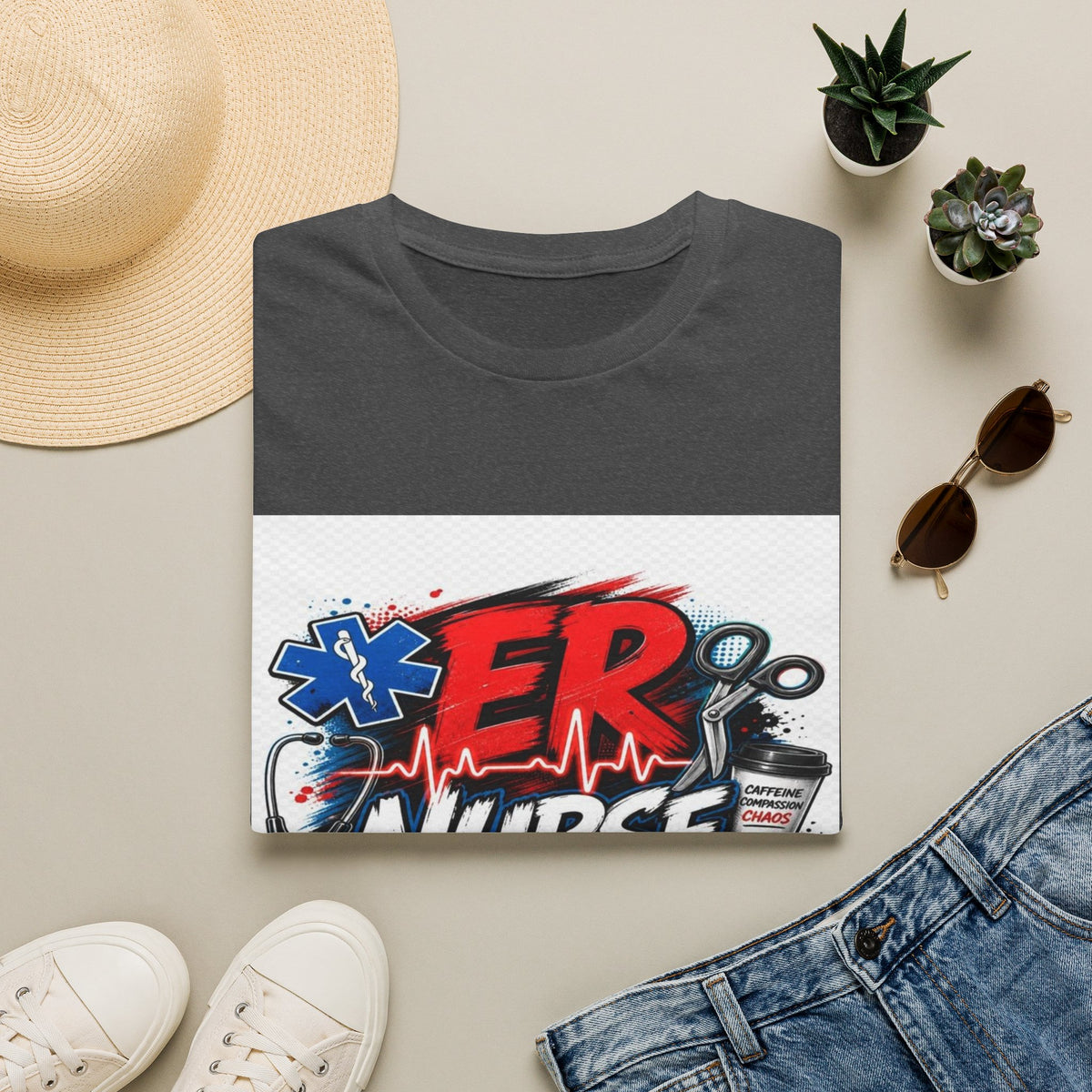 Bold Streetwear T-Shirt Design Featuring ER Nurse Typography- Graphic Tees