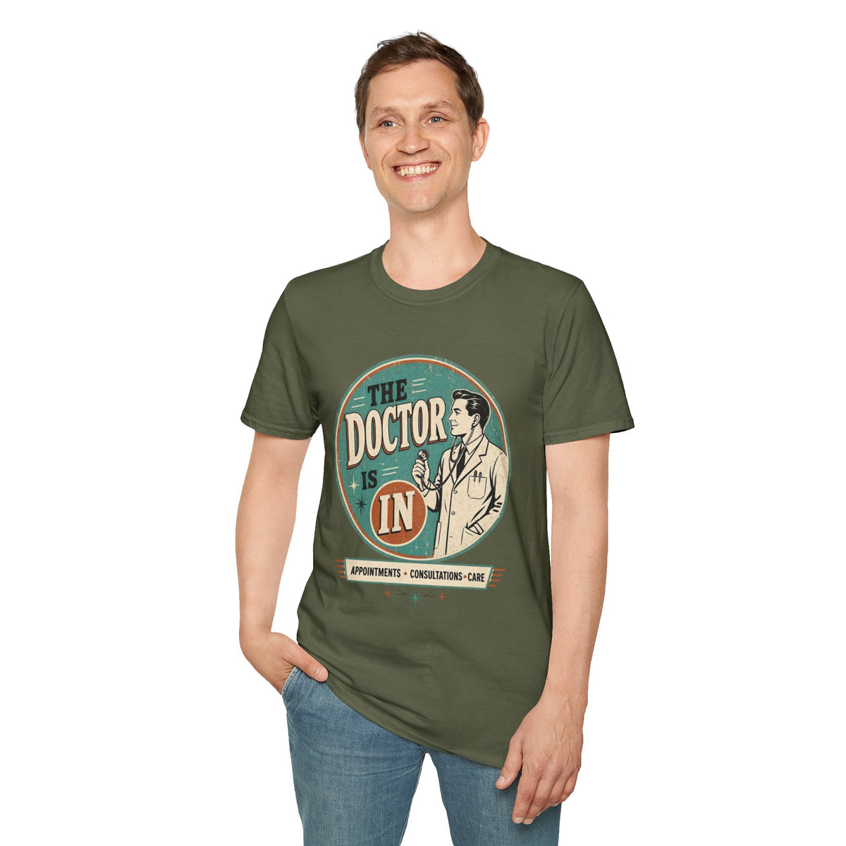 The Doctor Is In Retro Graphic T-Shirt — Vintage Medical Humor Tee
