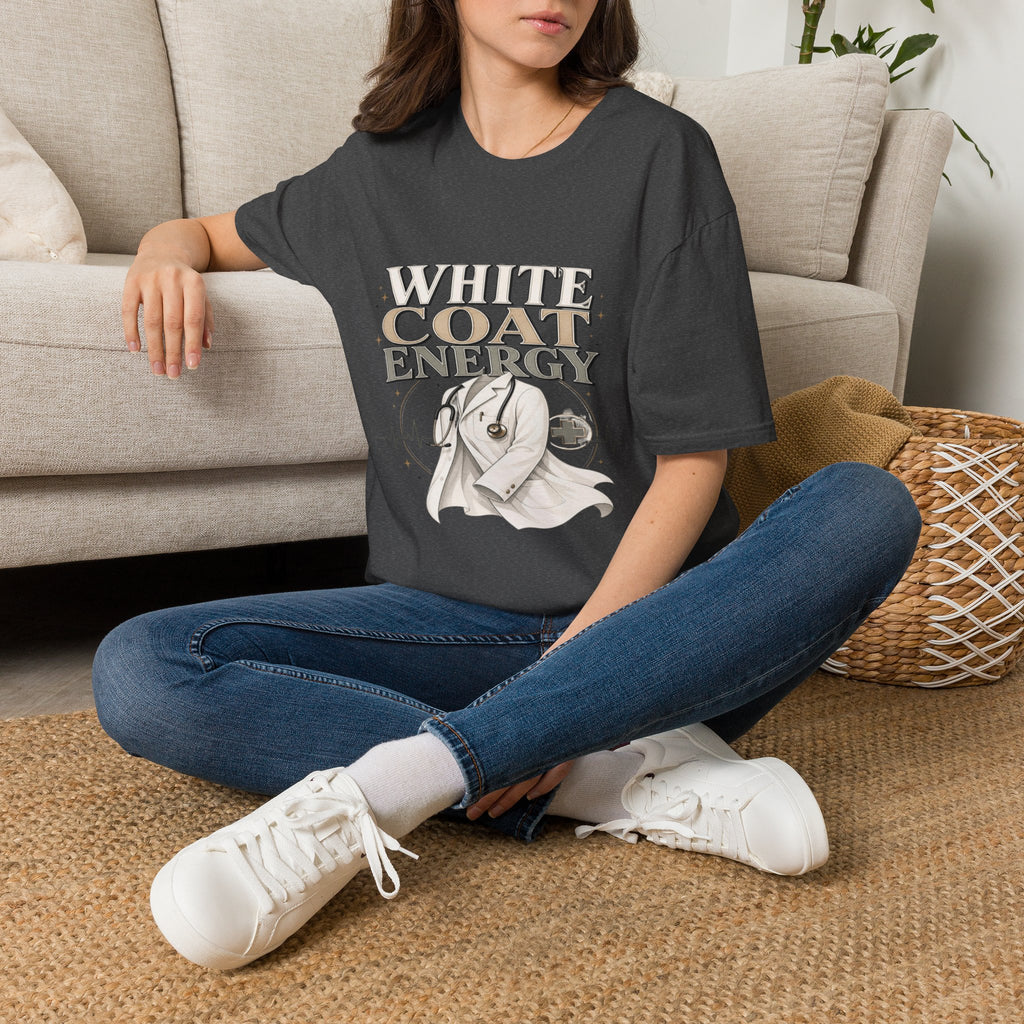 Elegant T-shirt Design Featuring White Coat Energy Typography- Graphic Tees