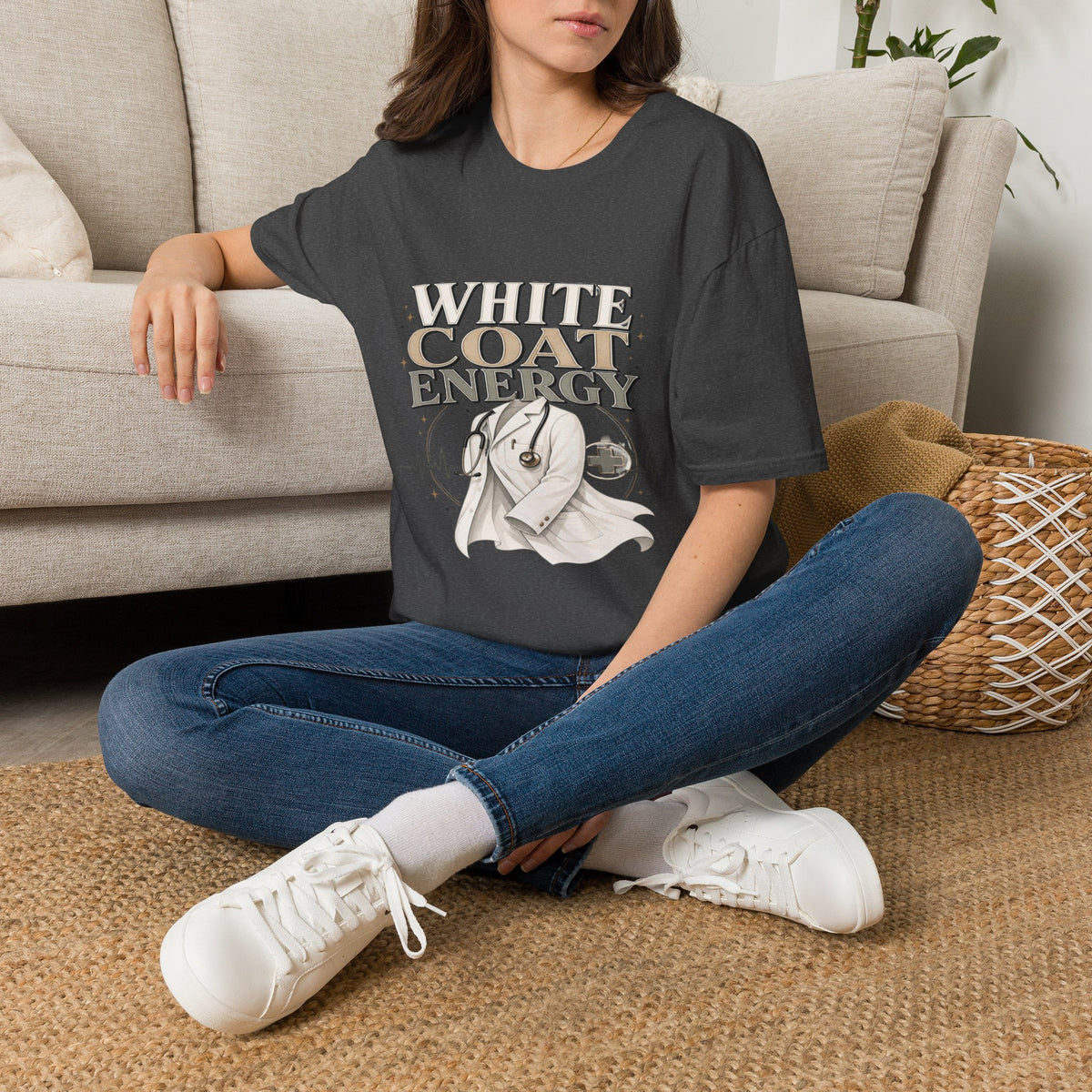 Elegant T-shirt Design Featuring White Coat Energy Typography- Graphic Tees