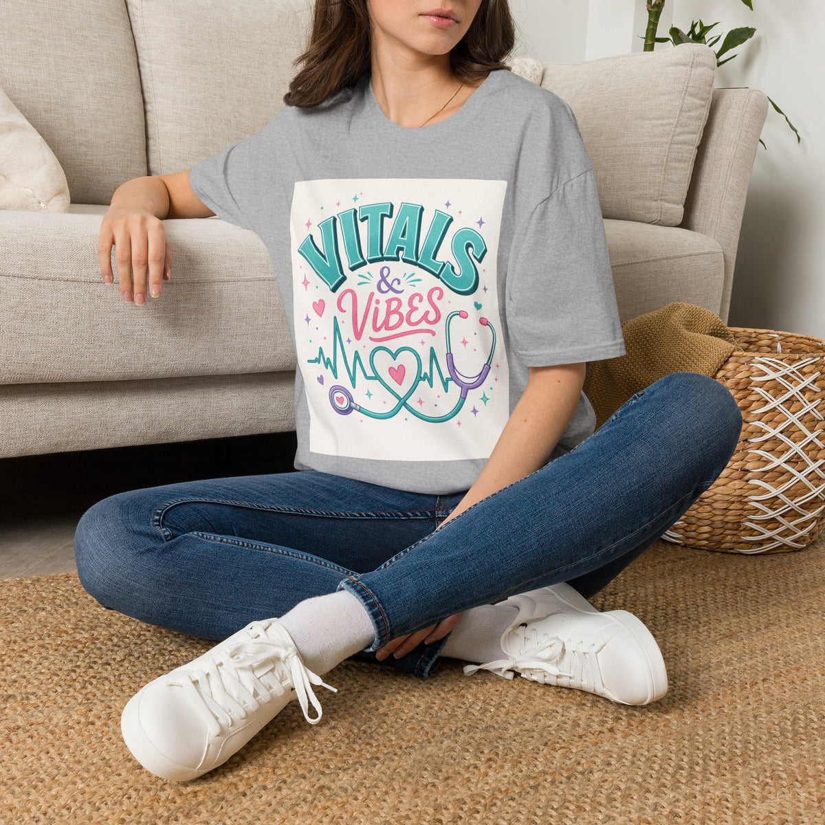 Trendy T Shirt Design Featuring Vitals And Vibes Phrase