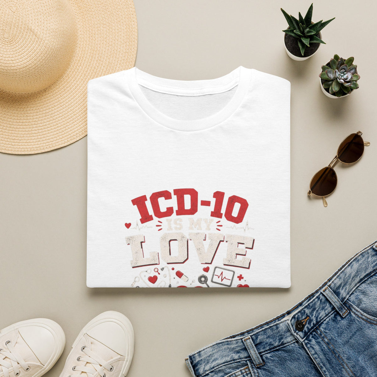 T-shirt Design Featuring Humorous _ICD-10 Is My Love Language_ Phrase- Graphic Tees
