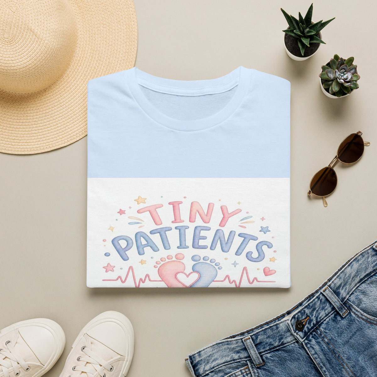 Whimsical T-Shirt Design Featuring Tiny Patients Huge Hearts- Graphic Tees