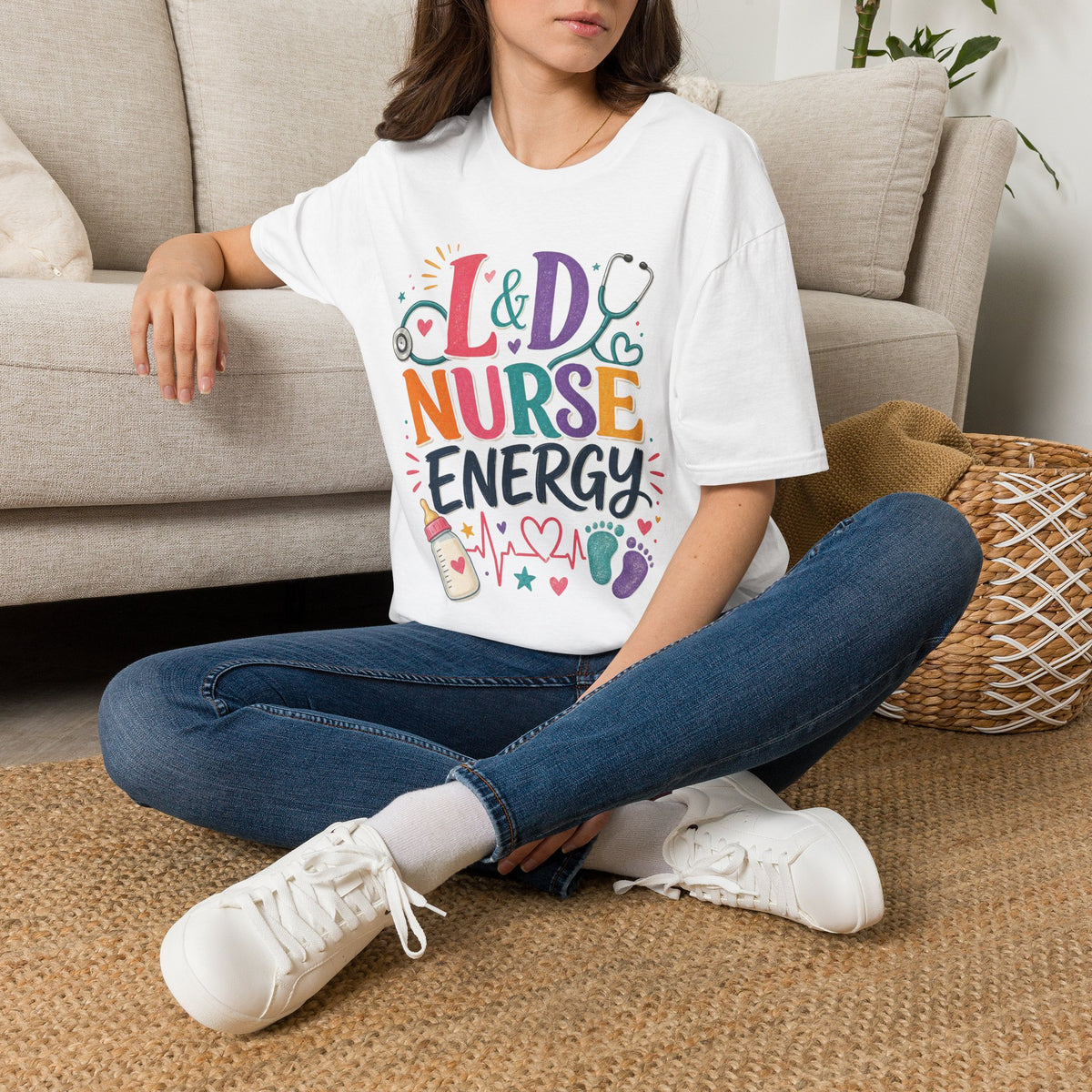 L&D Nurse Energy Trendy T Shirt Design With Vibrant Elements