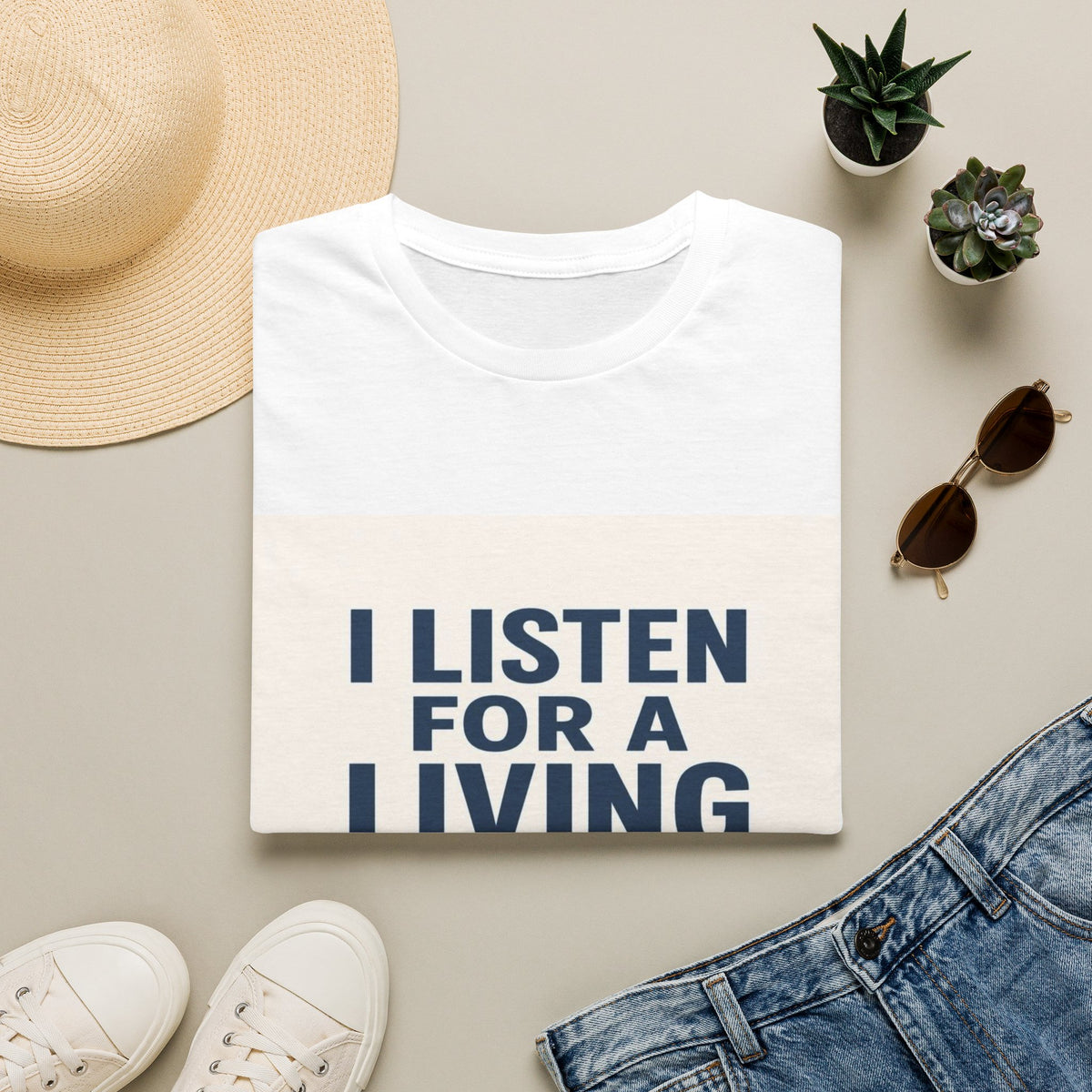 Bold Text And Minimalist Ear Illustration In Modern Design- Graphic Tees