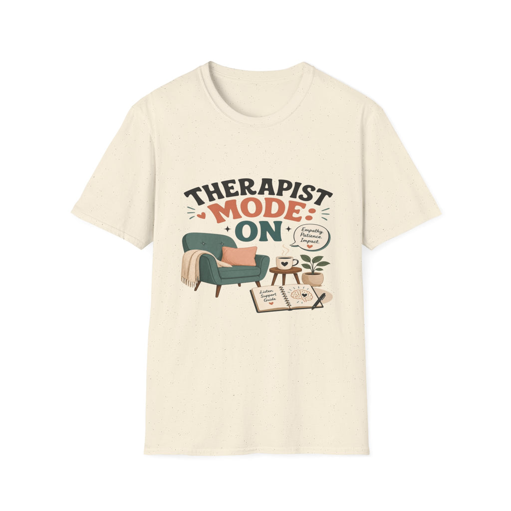 Bold Typography Depicting Therapist Mode With Stylish Illustrations- Graphic Tees