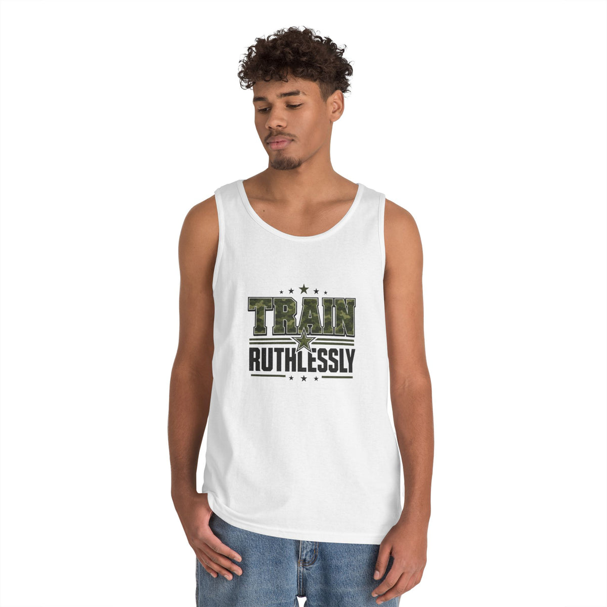 Train Ruthlessly Camouflage Gym Tank