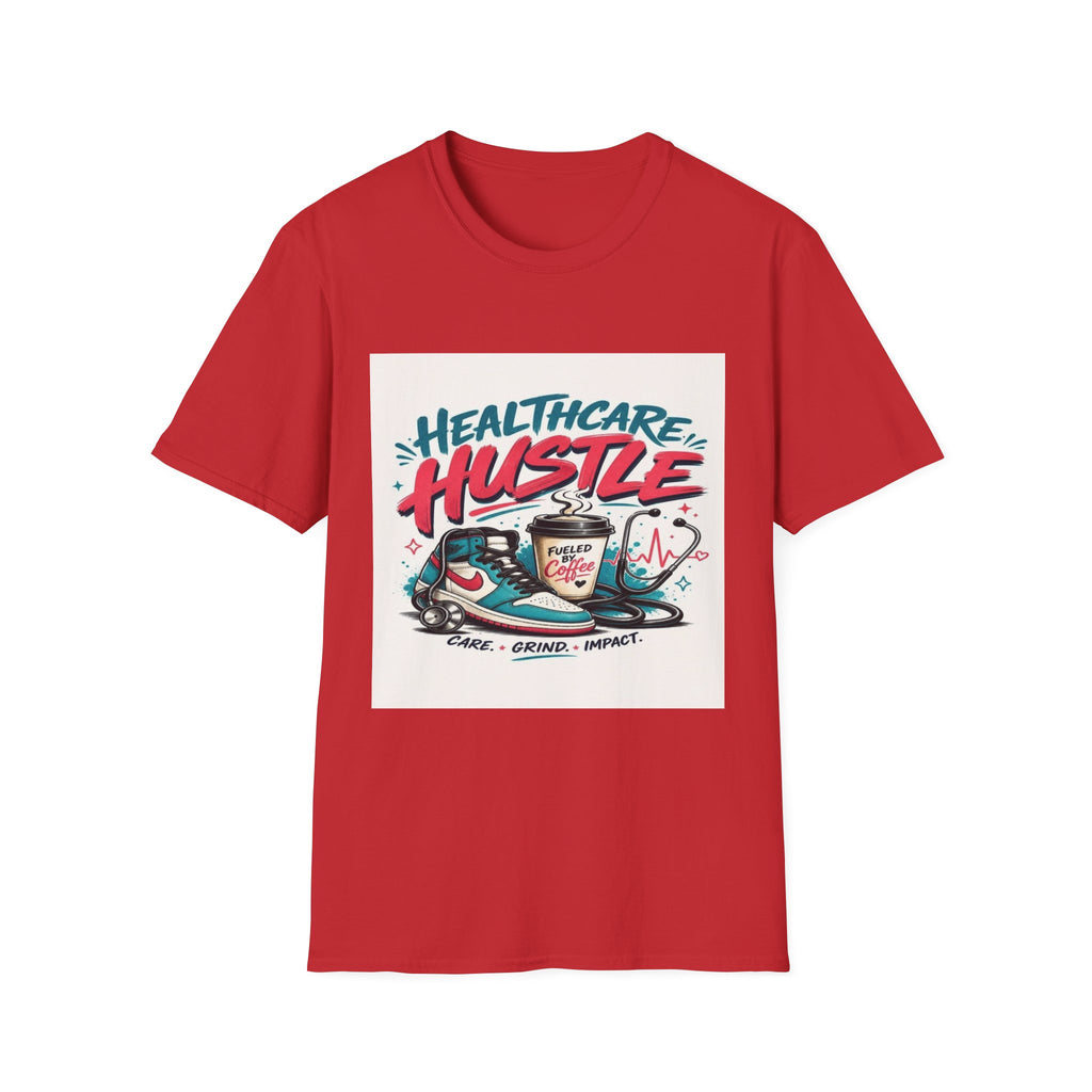 Dynamic T-Shirt Design Featuring Healthcare Hustle Text- Graphic Tees