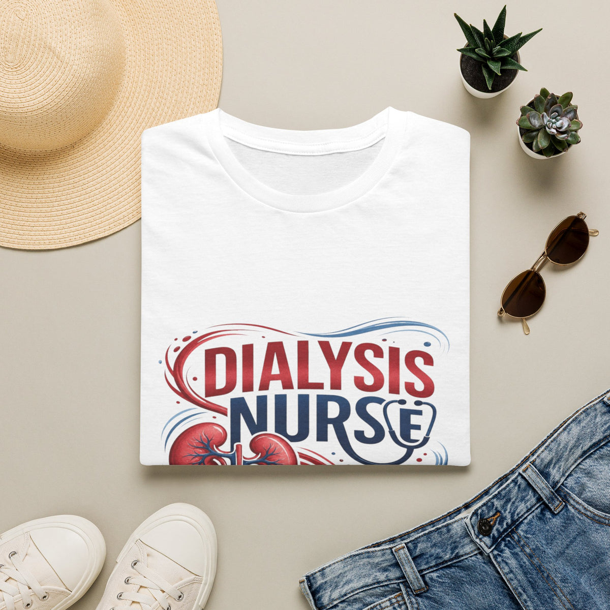 Creative T-Shirt Design Celebrating Dialysis Nurses With Flowing Elements- Graphic Tees