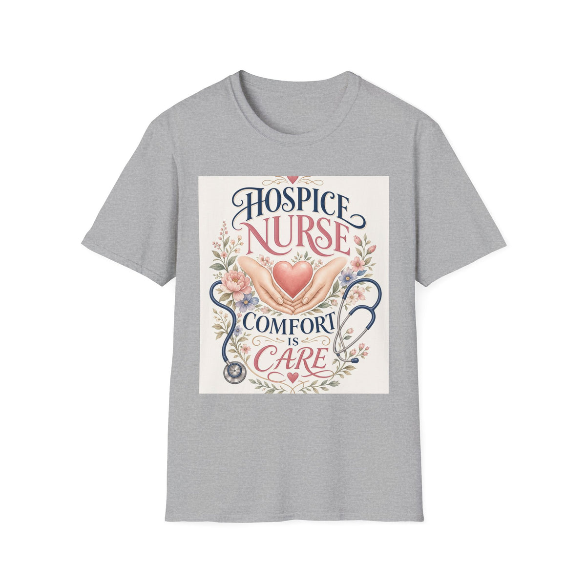 Elegant T Shirt Design Celebrating Hospice Nurses With Compassionate Imagery