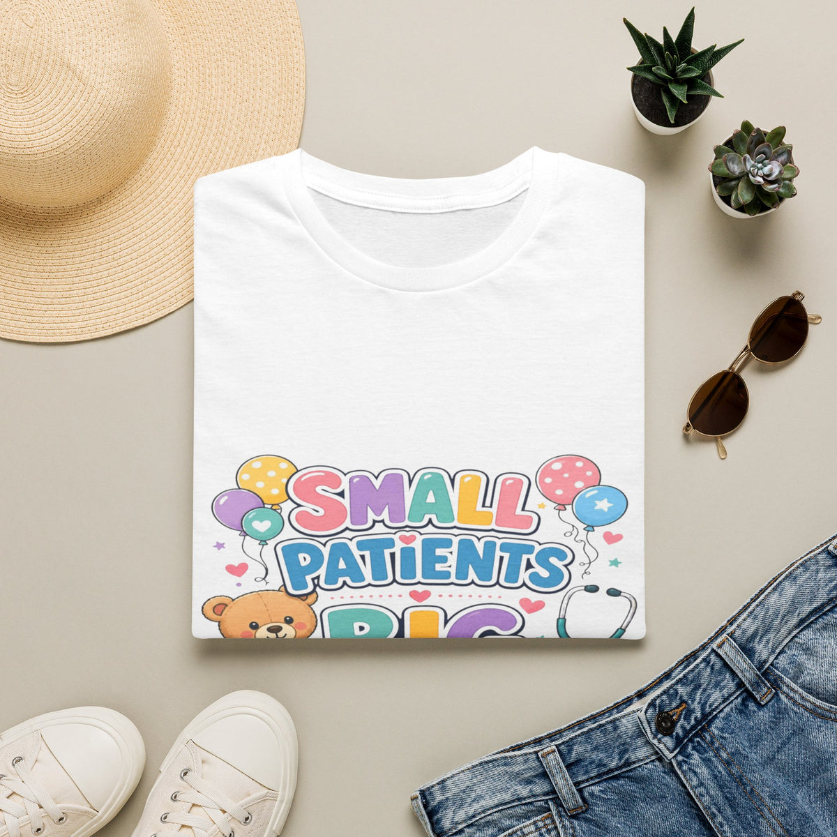Vibrant T-Shirt Design Celebrating Pediatric Care With Balloons- Graphic Tees