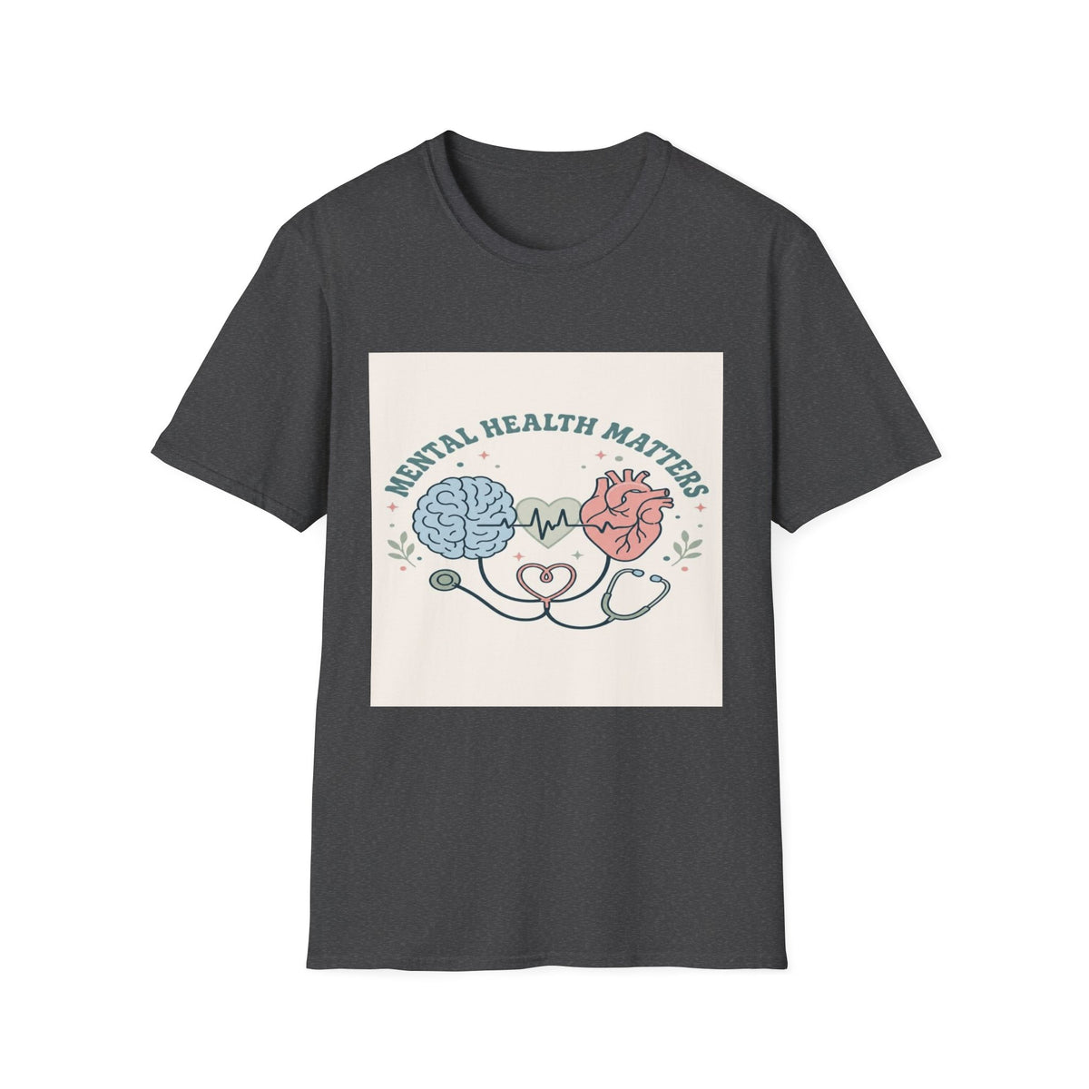 Stylized Brain And Heart Design For Mental Health Awareness- Graphic Tees