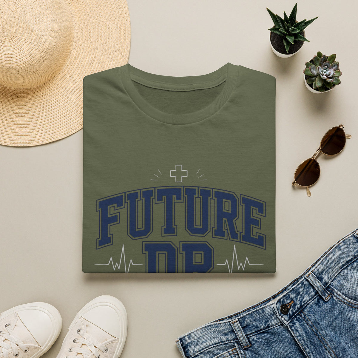 Collegiate T Shirt Design With Future Dr Text And Medical Accents