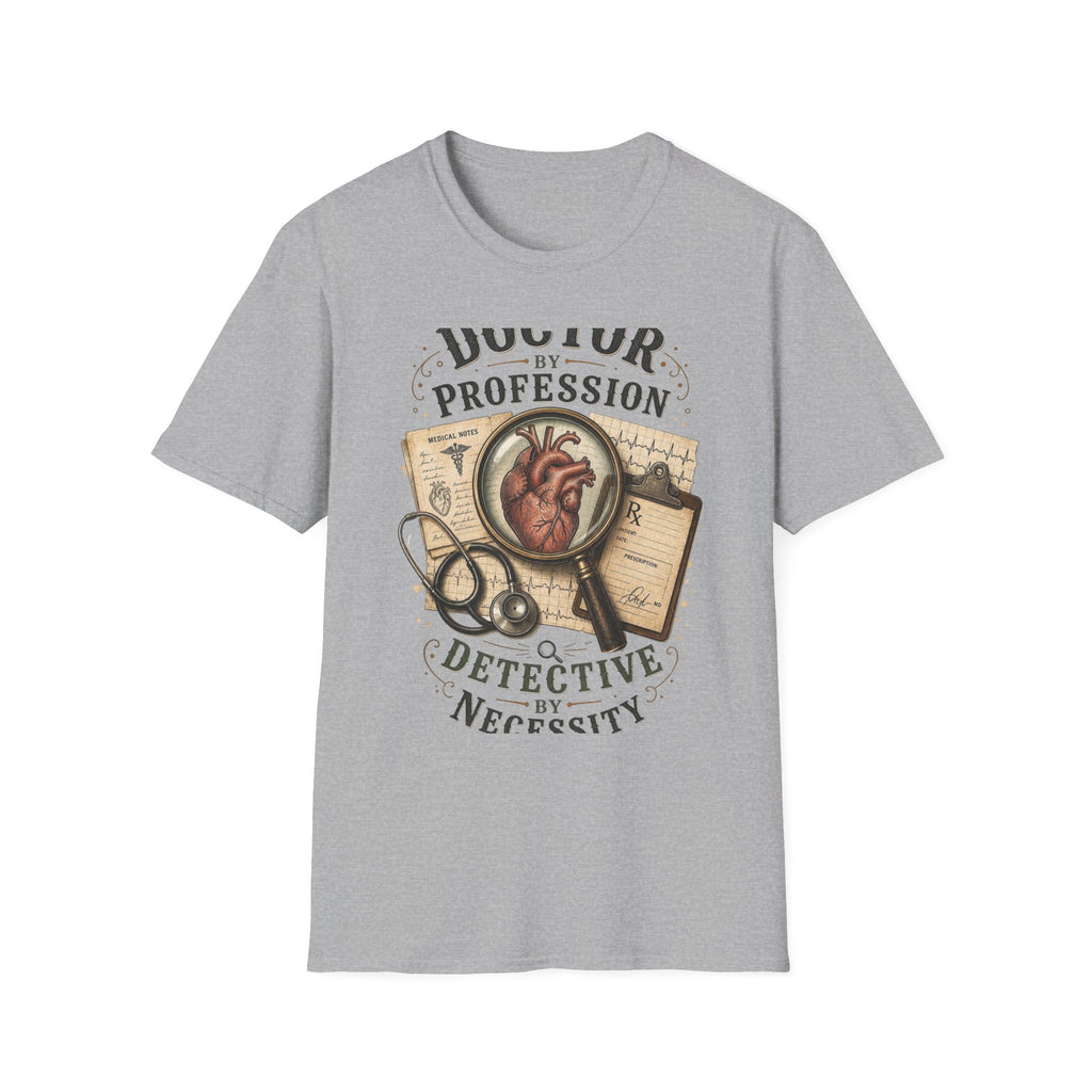 Vintage Detective Inspired T Shirt Featuring Anatomical Heart And Magnifying Glass