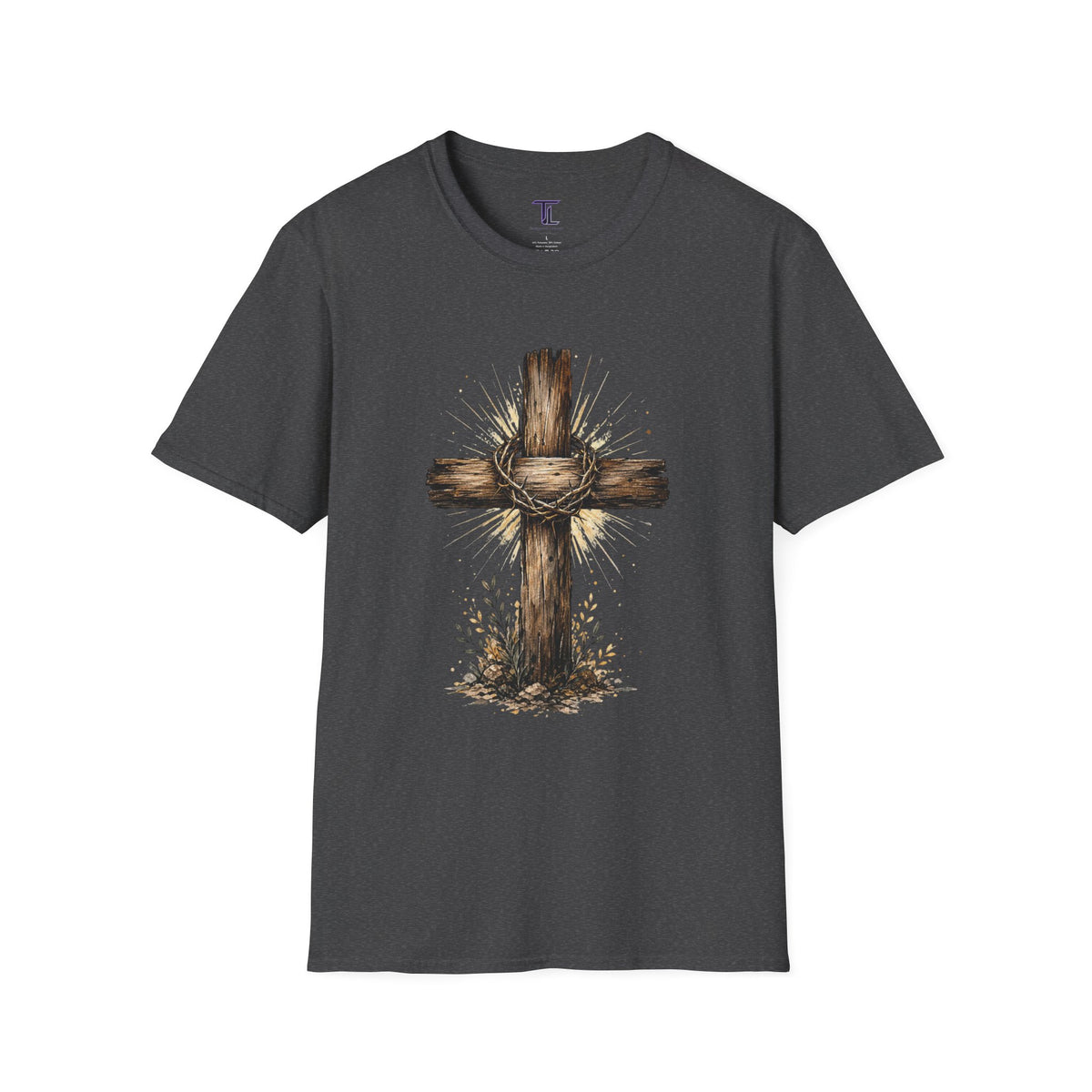 Christian Cross T-Shirt — Rustic Crown of Thorns Design